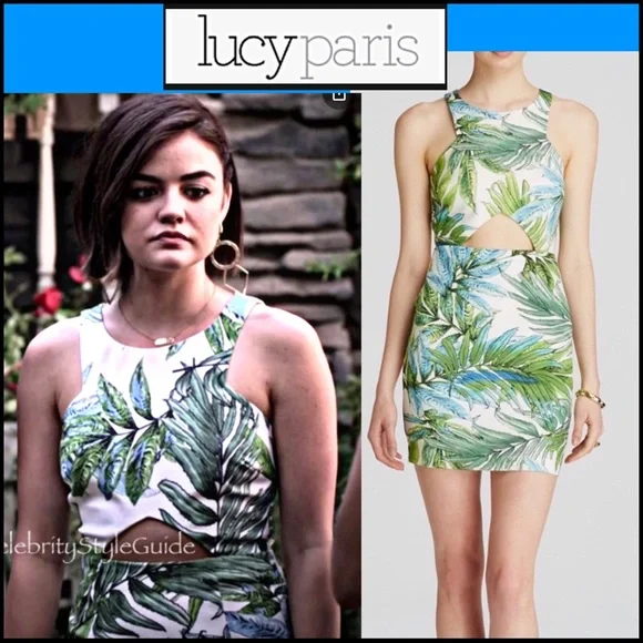NWT LUCY PARIS GREENLAND TROPICAL CUT OUT DRESS L - Picture 1 of 8